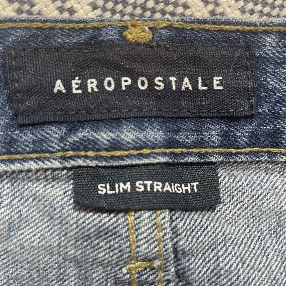 Aeropostale Distressed Slim Straight Jeans Men's Fits 34x32 (33x32 Tag) - Picture 4 of 16